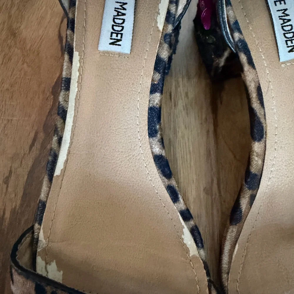 Steve Madden Inca Leopard Print Floral Embroidery Block Heels 9